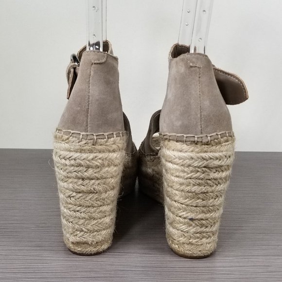 Marc Fisher Alida Braided Espadrille Wedge Sandals Tan Suede, Womens Size 7.5 M - Picture 5 of 13